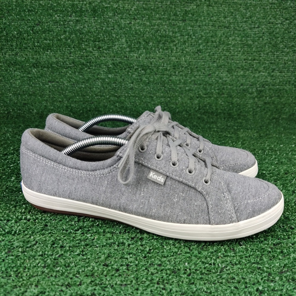 Keds Sneakers Women 7.5 Grey Jump Kick Canvas Low Top Lace Up WF58449 Casual